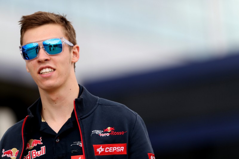 Daniil Kvyat of Russia and Scuderia Toro Rosso walks through the paddock during qualifying ahead of the British Formula One Grand Prix at Silverstone Circuit on July 5, 2014 in Northampton, United Kingdom. 