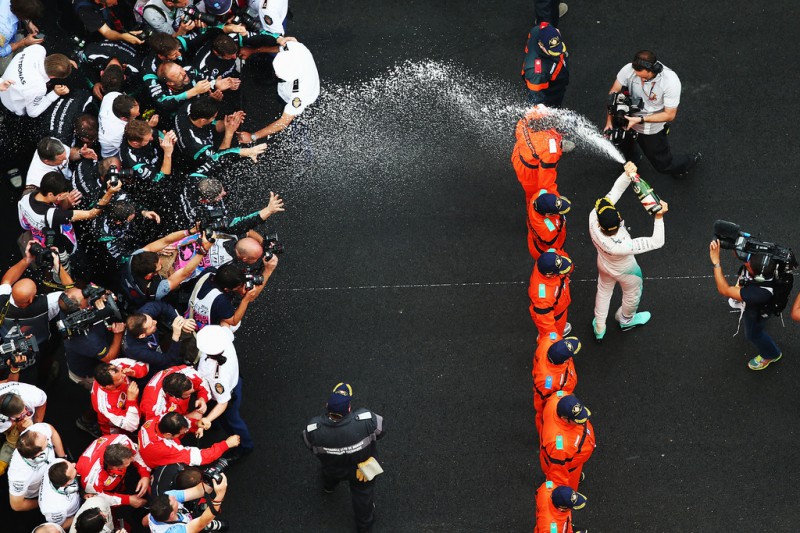 Nico Rosberg of Germany and Mercedes GP celebrates winning the Monaco Formula One Grand Prix at Circuit de Monaco on May 24, 2015 in Monte-Carlo, Monaco. 