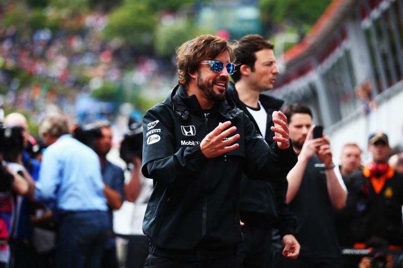 Fernando Alonso of Spain and McLaren Honda is seen in the pitlane before the Monaco Formula One Grand Prix at Circuit de Monaco on May 24, 2015 in Monte-Carlo, Monaco. 