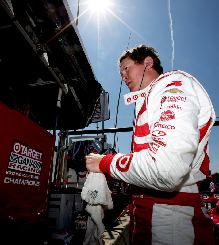 Scott Dixon of New Zealand, driver of the #9 Target Chip Ganassi Racing Dallara Chevrolet prepares on pit road during practice for the Verizon IndyCar Series 2014 Chevrolet Indy Dual in Detroit at The Raceway on Belle Isle on May 30, 2014 in Detroit, Michigan. 