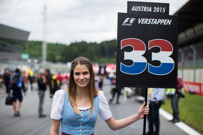 Scuderia Toro Rosso Grid Girls during the Formula One Grand Prix of Austria at Red Bull Ring on June 21, 2015 in Spielberg, Austria. Scuderia Toro Rosso Grid Girls during the Formula One Grand Prix of Austria at Red Bull Ring on June 21, 2015 in Spielberg, Austria.