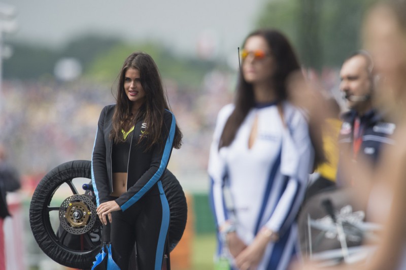 Grid girl pose on the grid during the Moto3 race during the MotoGP Netherlands - Race at on June 27, 2015 in Assen, Netherlands. 
