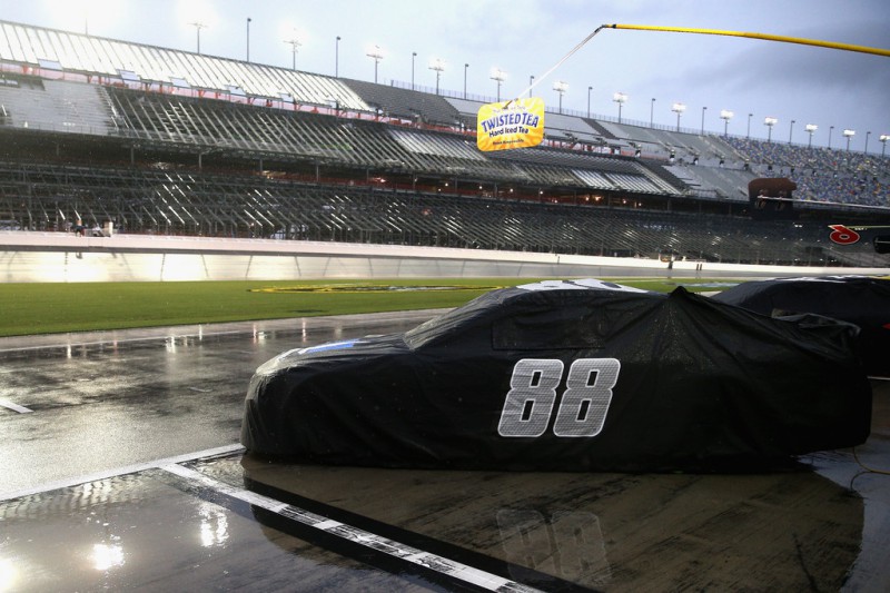 The #88 Nationwide Stars and Stripes Chevrolet, driven by Dale Earnhardt Jr., is seen covered on pit road before the start of the NASCAR Sprint Cup Series Coke Zero 400 Powered by Coca-Cola at Daytona International Speedway on July 5, 2015 in Daytona Beach, Florida. The #88 Nationwide Stars and Stripes Chevrolet, driven by Dale Earnhardt Jr., is seen covered on pit road before the start of the NASCAR Sprint Cup Series Coke Zero 400 Powered by Coca-Cola at Daytona International Speedway on July 5, 2015 in Daytona Beach, Florida.