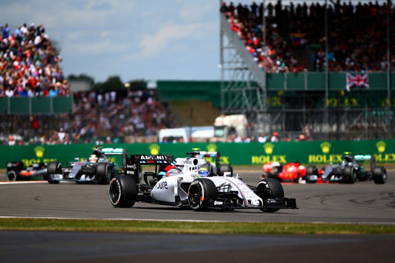 Felipe Massa of Brazil and Williams leads Lewis Hamilton of Great Britain and Mercedes GP during the Formula One Grand Prix of Great Britain at Silverstone Circuit on July 5, 2015 in Northampton, England. Felipe Massa of Brazil and Williams leads Lewis Hamilton of Great Britain and Mercedes GP during the Formula One Grand Prix of Great Britain at Silverstone Circuit on July 5, 2015 in Northampton, England.