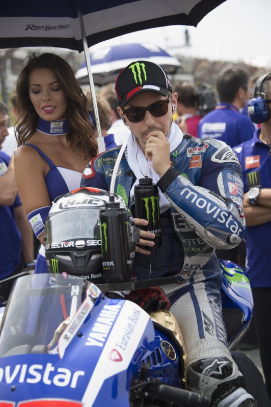 Jorge Lorenzo of Spain and Movistar Yamaha MotoGP prepares to start on the grid during the MotoGP race during the MotoGp of Germany - Race at Sachsenring Circuit on July 12, 2015 in Hohenstein-Ernstthal, Germany. Jorge Lorenzo of Spain and Movistar Yamaha MotoGP prepares to start on the grid during the MotoGP race during the MotoGp of Germany - Race at Sachsenring Circuit on July 12, 2015 in Hohenstein-Ernstthal, Germany.
