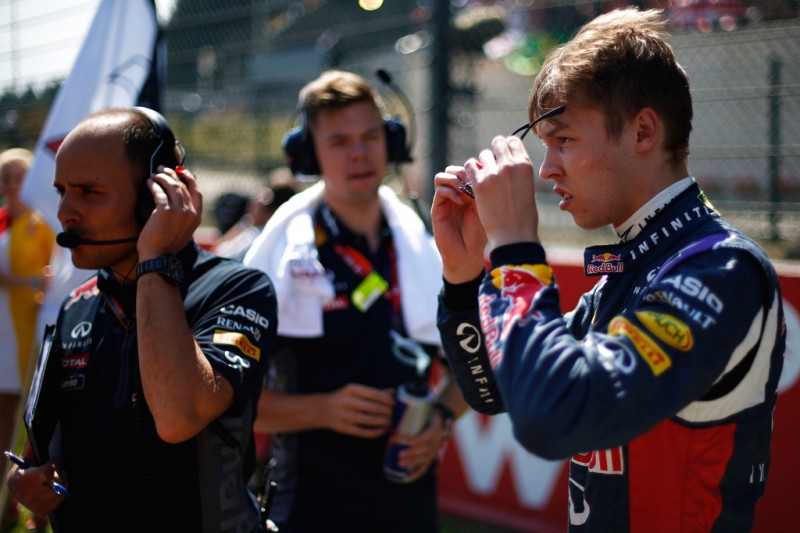 Daniil Kvyat of Russia and Infiniti Red Bull Racing speaks with his race engineer Gianpiero Lambiase on the grid before the Formula One Grand Prix of Belgium at Circuit de Spa-Francorchamps on August 23, 2015 in Spa, Belgium. Daniil Kvyat of Russia and Infiniti Red Bull Racing speaks with his race engineer Gianpiero Lambiase on the grid before the Formula One Grand Prix of Belgium at Circuit de Spa-Francorchamps on August 23, 2015 in Spa, Belgium.