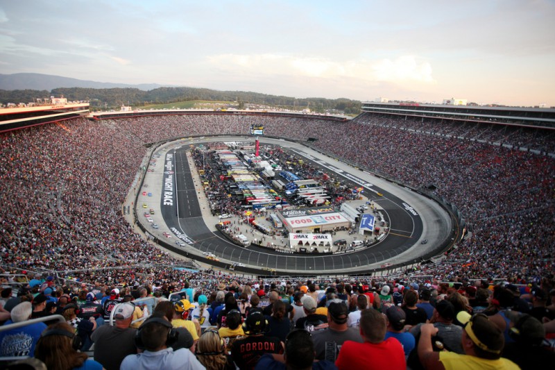 A general view of the speedway during the NASCAR Sprint Cup Series IRWIN Tools Night Race at Bristol Motor Speedway on August 22, 2015 in Bristol, Tennessee. A general view of the speedway during the NASCAR Sprint Cup Series IRWIN Tools Night Race at Bristol Motor Speedway on August 22, 2015 in Bristol, Tennessee.