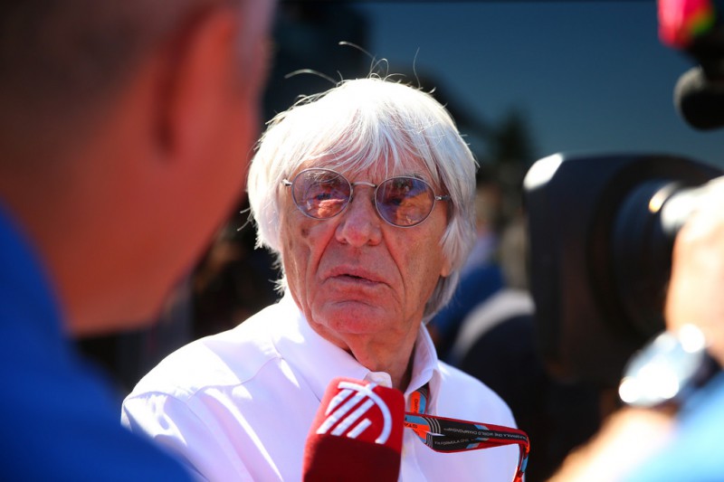 F1 supremo Bernie Ecclestone speaks with members of the media in the paddock before the Formula One Grand Prix of Italy at Autodromo di Monza on September 6, 2015 in Monza, Italy. 