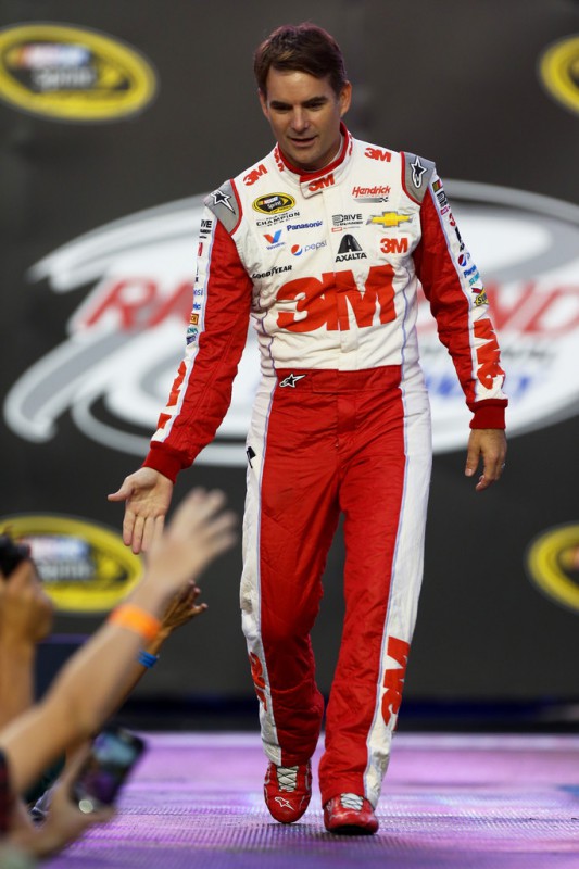 Jeff Gordon, driver of the #24 3M Chevrolet, is introduced prior to the NASCAR Sprint Cup Series Federated Auto Parts 400 at Richmond International Raceway on September 12, 2015 in Richmond, Virginia. Jeff Gordon, driver of the #24 3M Chevrolet, is introduced prior to the NASCAR Sprint Cup Series Federated Auto Parts 400 at Richmond International Raceway on September 12, 2015 in Richmond, Virginia.