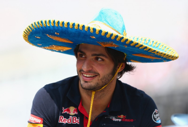 Carlos Sainz of Spain and Scuderia Toro Rosso wears a sombrero as he takes part in the drivers' parade before the Formula One Grand Prix of Mexico at Autodromo Hermanos Rodriguez on November 1, 2015 in Mexico City, Mexico. Carlos Sainz of Spain and Scuderia Toro Rosso wears a sombrero as he takes part in the drivers' parade before the Formula One Grand Prix of Mexico at Autodromo Hermanos Rodriguez on November 1, 2015 in Mexico City, Mexico.