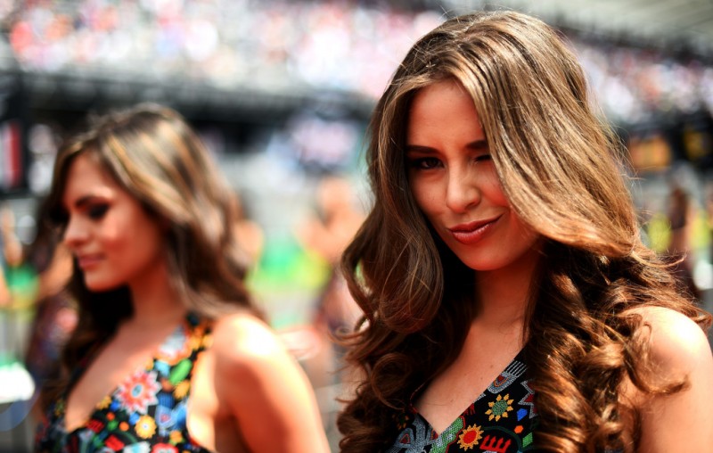 Grid girls pose during the drivers' parade ahead of the Formula One Grand Prix of Mexico at Autodromo Hermanos Rodriguez on November 1, 2015 in Mexico City, Mexico. Grid girls pose during the drivers' parade ahead of the Formula One Grand Prix of Mexico at Autodromo Hermanos Rodriguez on November 1, 2015 in Mexico City, Mexico.