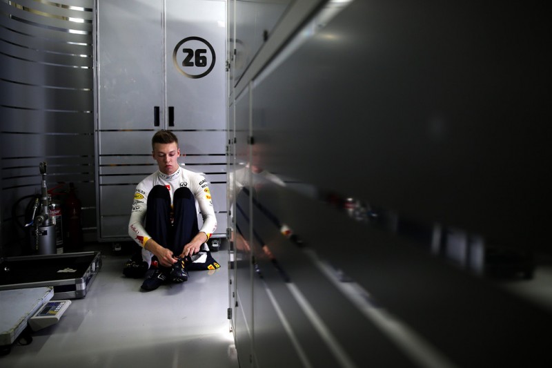 Daniil Kvyat of Russia and Infiniti Red Bull Racing prepaduring the Formula One Grand Prix of Brazil at Autodromo Jose Carlos Pace on November 15, 2015 in Sao Paulo, Brazil. Daniil Kvyat of Russia and Infiniti Red Bull Racing prepaduring the Formula One Grand Prix of Brazil at Autodromo Jose Carlos Pace on November 15, 2015 in Sao Paulo, Brazil.