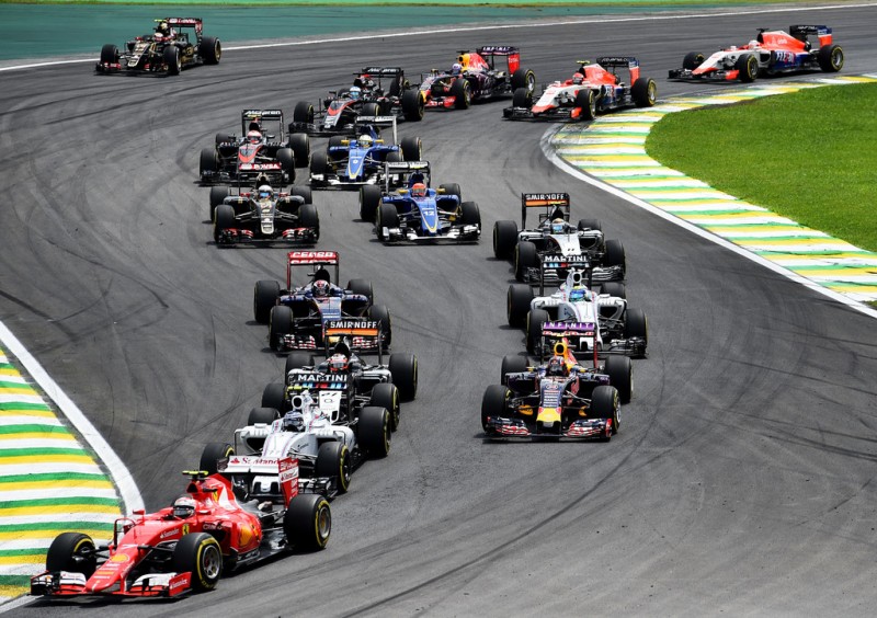 Kimi Raikkonen of Finland and Ferrari and Valtteri Bottas of Finland and Williams drive during the Formula One Grand Prix of Brazil at Autodromo Jose Carlos Pace on November 15, 2015 in Sao Paulo, Brazil. Kimi Raikkonen of Finland and Ferrari and Valtteri Bottas of Finland and Williams drive during the Formula One Grand Prix of Brazil at Autodromo Jose Carlos Pace on November 15, 2015 in Sao Paulo, Brazil.