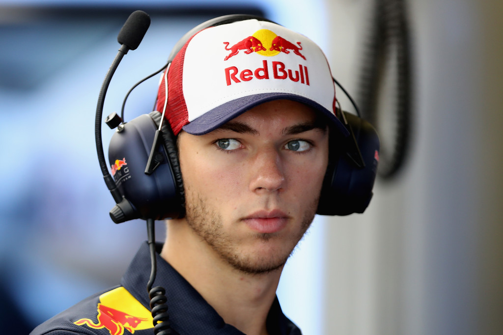 Pierre Gasly of France and Red Bull Racing in the garage during practice for the Azerbaijan Formula One Grand Prix at Baku City Circuit on June 23, 2017 in Baku, Azerbaijan. Pierre Gasly of France and Red Bull Racing in the garage during practice for the Azerbaijan Formula One Grand Prix at Baku City Circuit on June 23, 2017 in Baku, Azerbaijan.
